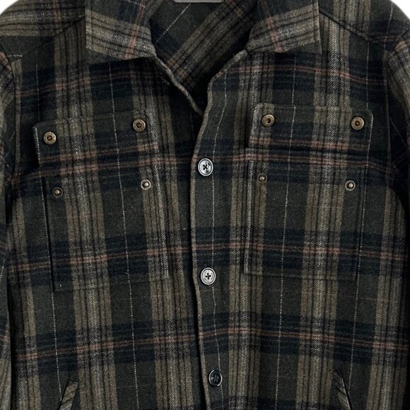 mododoc Wool Blend Plaid Long Sleeve Shacket Jacket (M) - Picture 5 of 9